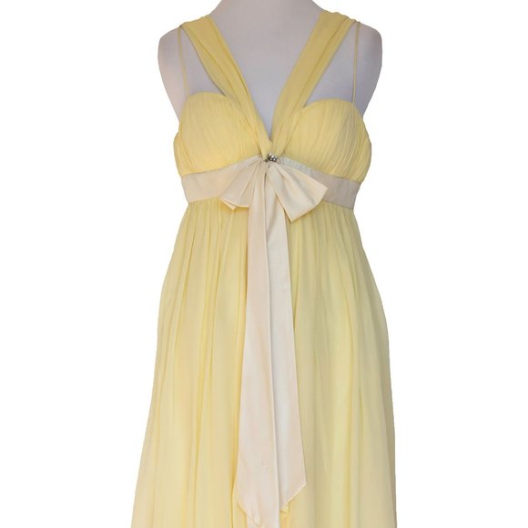 MARC BOUWER Yellow Cocktail Party Prom Dress Rhinestone Sz 8 Small Silk New - Picture 1 of 4
